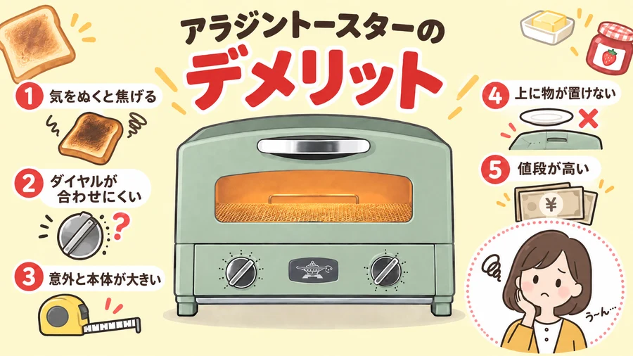 アラジントースターのデメリット