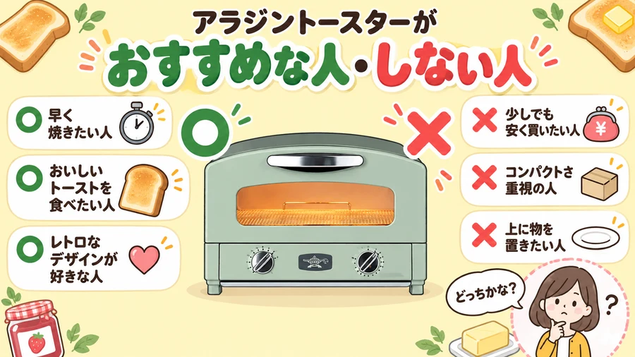 アラジントースターがおすすめな人・おすすめしない人