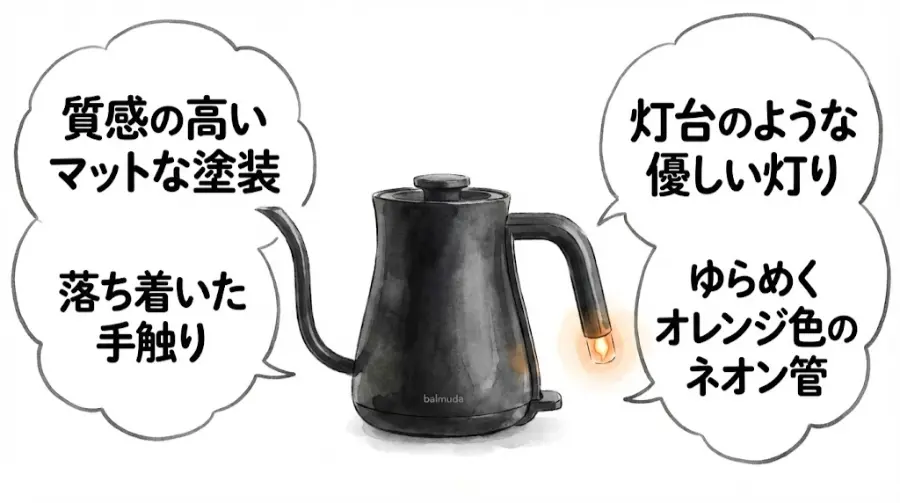 バルミューダ ケトルは、デザインがおしゃれで高級感がある