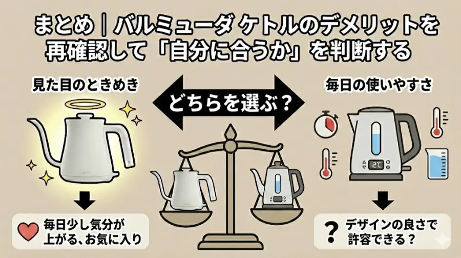 まとめ｜バルミューダ ケトルのデメリットを再確認して「自分に合うか」を判断する