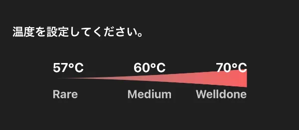 好きな仕上がりになる温度が一目でわかる