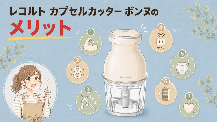 レコルト カプセルカッター ボンヌのメリットを説明するイラスト