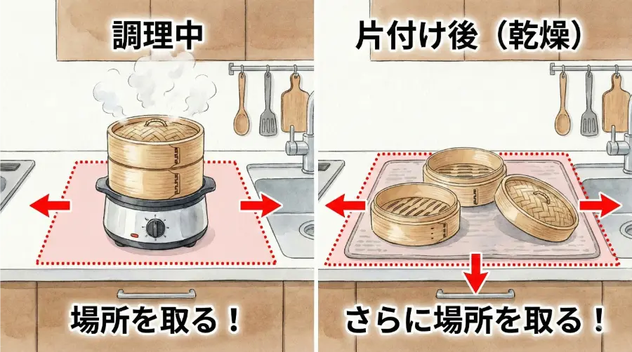 電気せいろは場所をとる