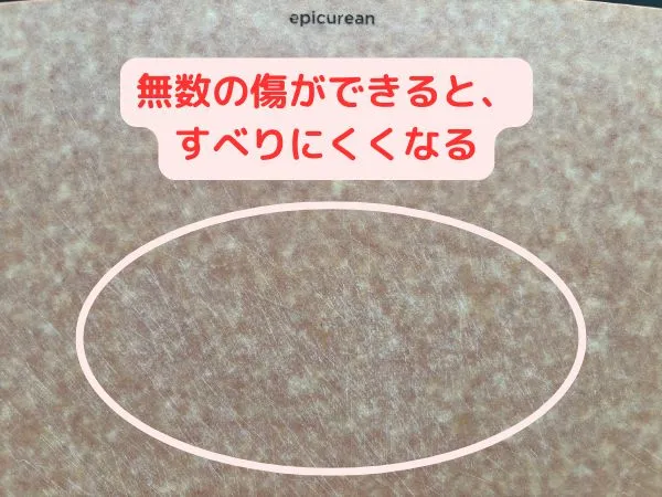 無数の傷ができると、すべりにくくなる