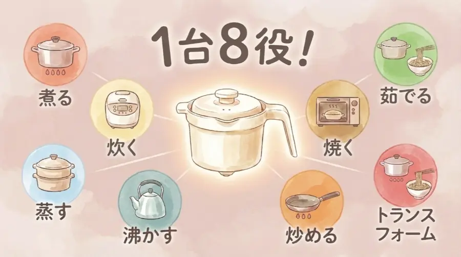 レンジメートマグポットは、1台8役!