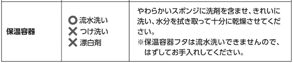 KBKシリーズだけ保温容器の丸洗いOK