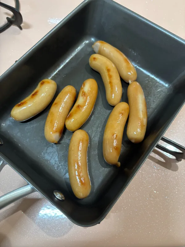 パリッとしたソーセージに仕上がる