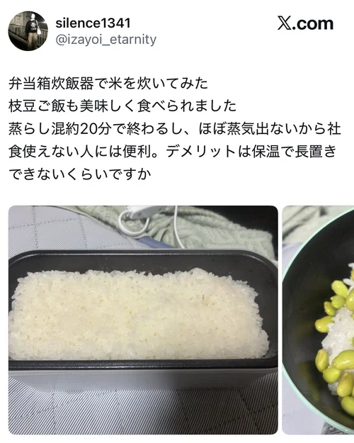 弁当箱炊飯器の保温に関するX口コミ